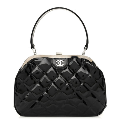 Chanel Patent Quilted Kisslock Frame Bag Black 1 of 11
