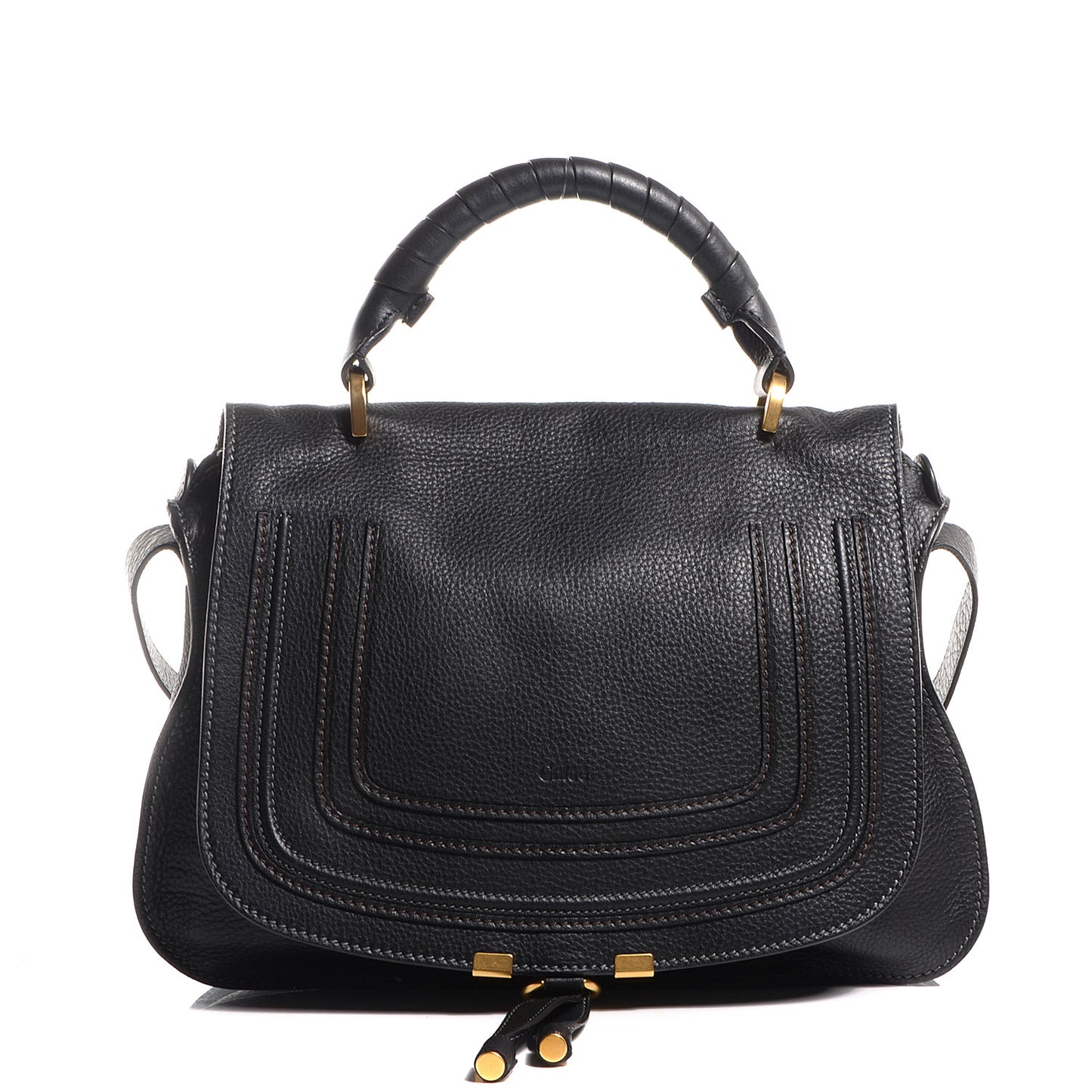 Calfskin Medium Marcie Top Handle Bag Black