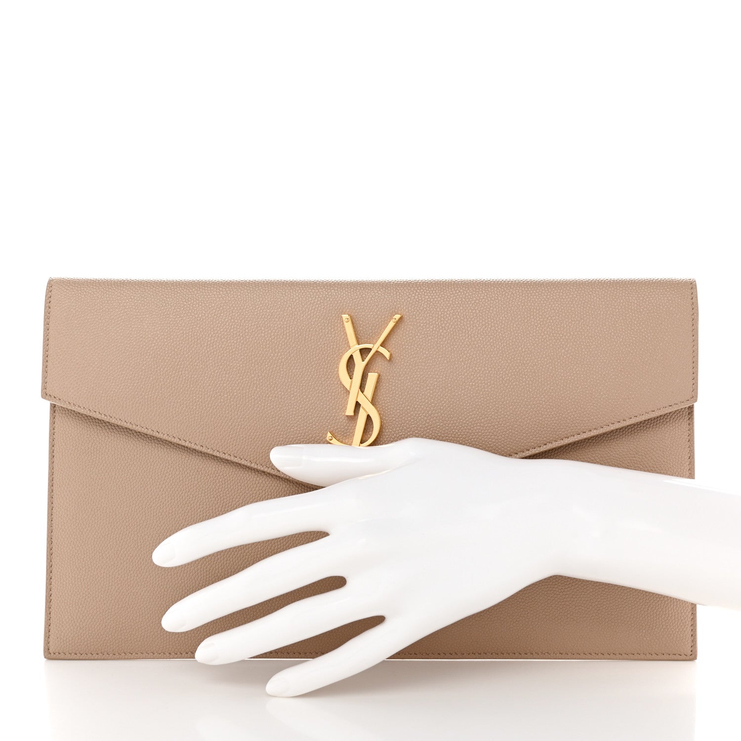Saint Laurent Grain De Poudre Uptown Pouch Dark Beige 2 of 10