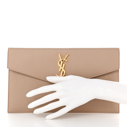 Saint Laurent Grain De Poudre Uptown Pouch Dark Beige 2 of 10