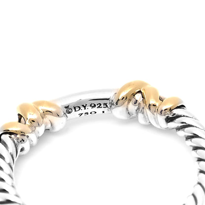 David Yurman Sterling Silver 18K Yellow Gold Diamond Petite Helena Wrap Ring 52 6 4 of 4