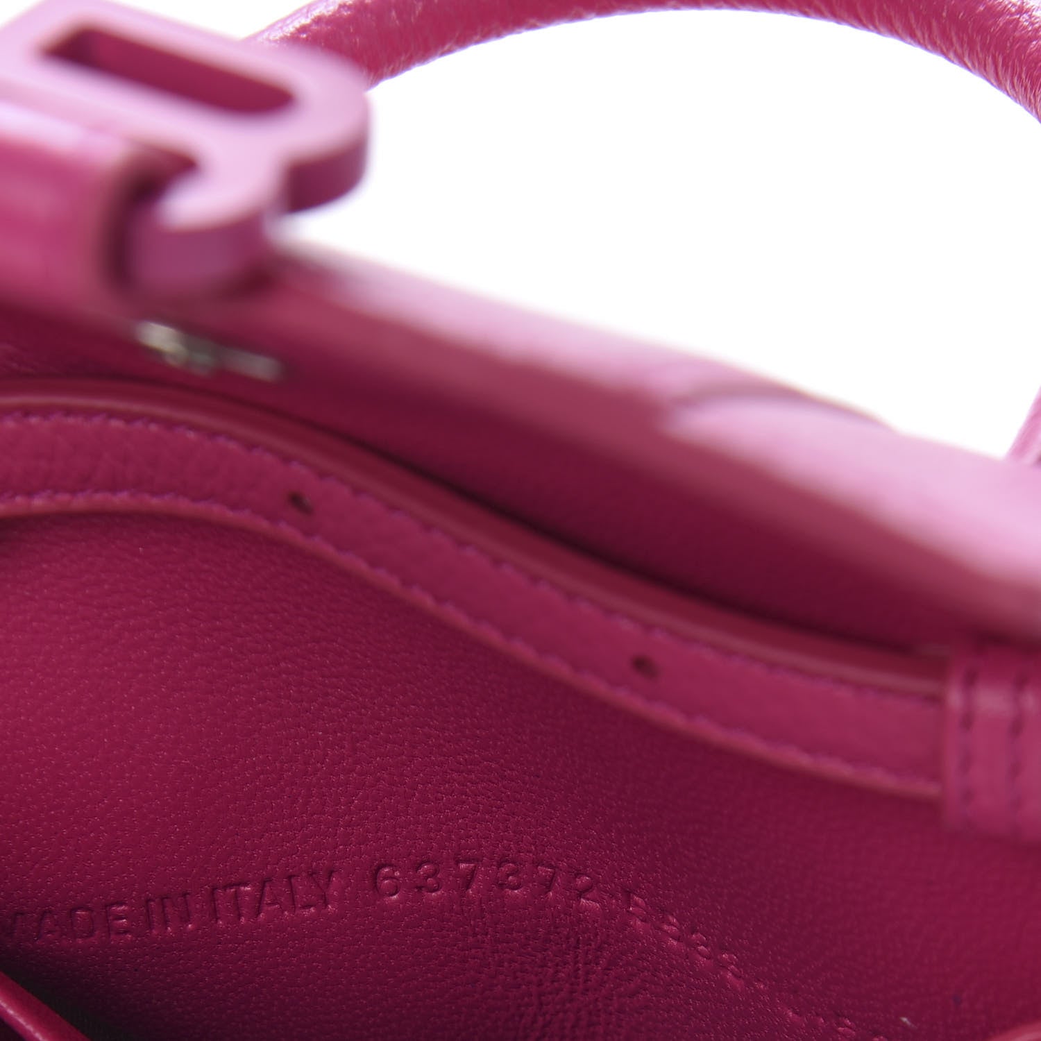 Balenciaga Grained Calfskin Tonal B Hourglass Top Handle Bag Mini Fuchsia 9 of 10