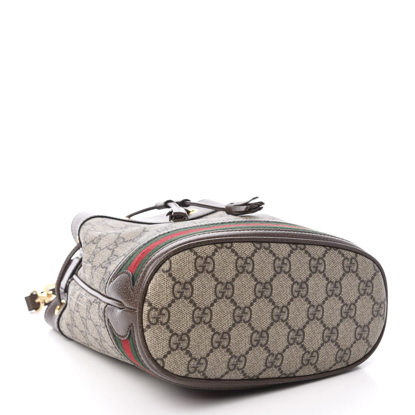 GG Supreme Monogram Web Small Ophidia Bucket Bag Brown