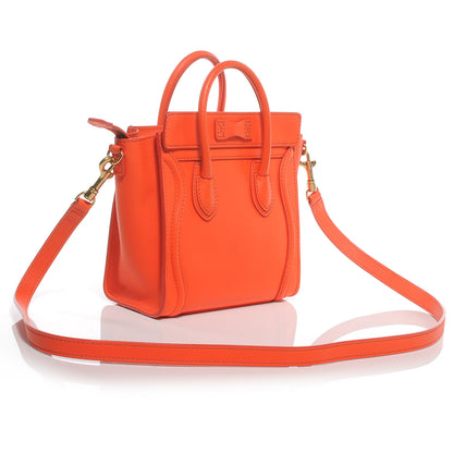Celine Smooth Calfskin Nano Luggage Fluo Orange 3 of 7