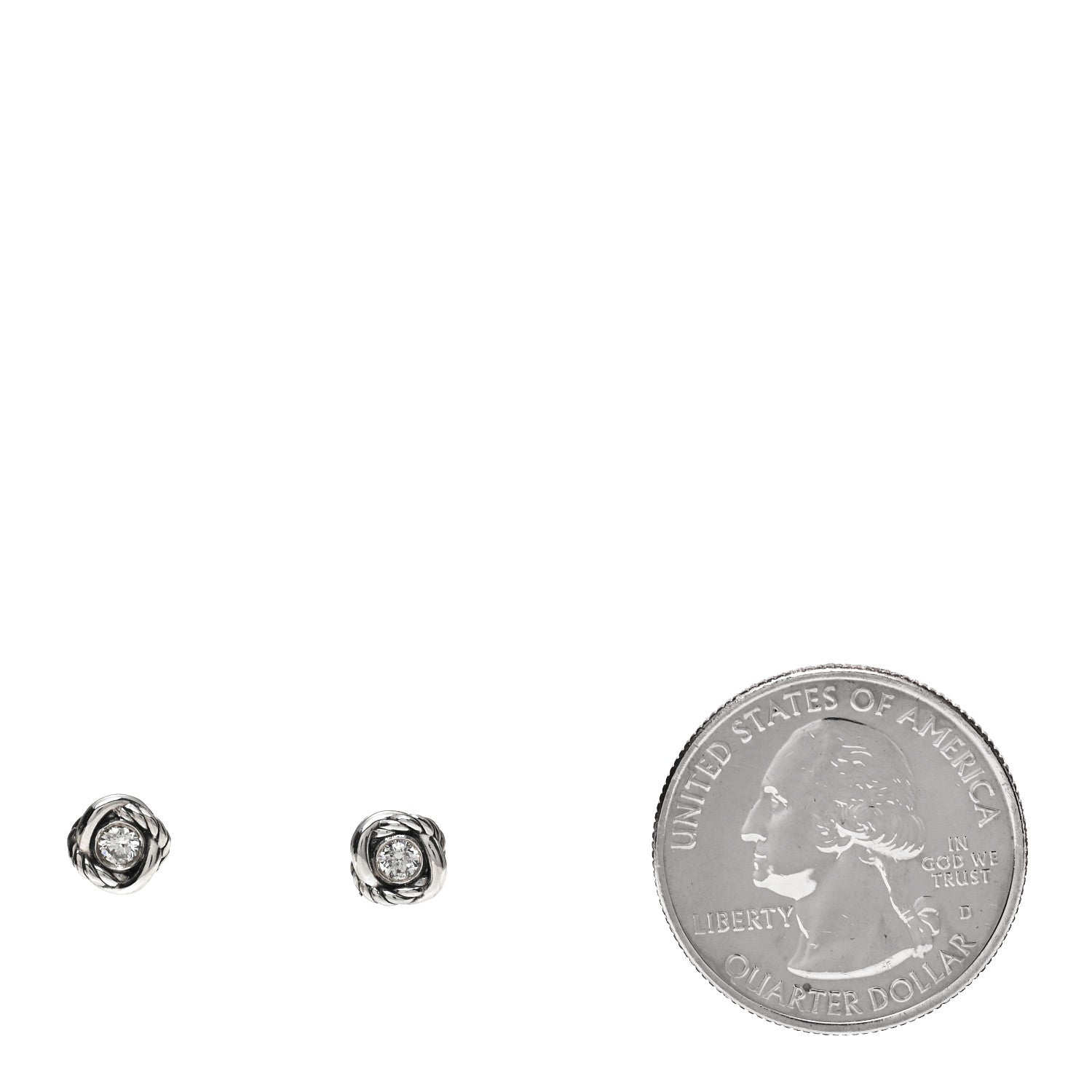 David Yurman Sterling Silver Diamond 7mm Infinity Stud Earrings 2 of 5