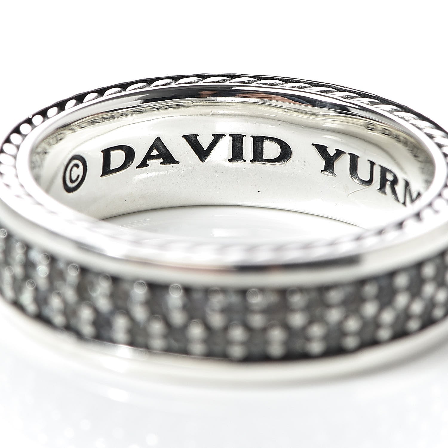 David Yurman Sterling Silver Gray Sapphires Streamline Two-Row Band Ring 60 9 4 of 5