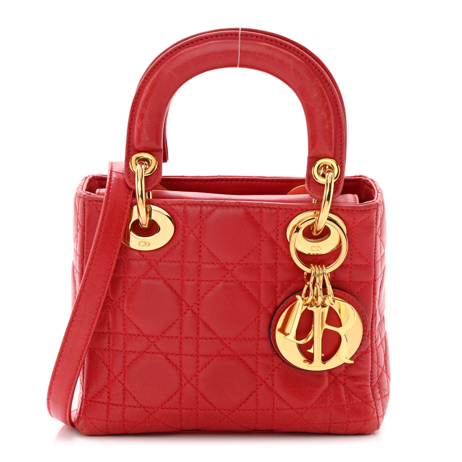 Christian Dior Lambskin Cannage Mini Lady Dior Red 1 of 18