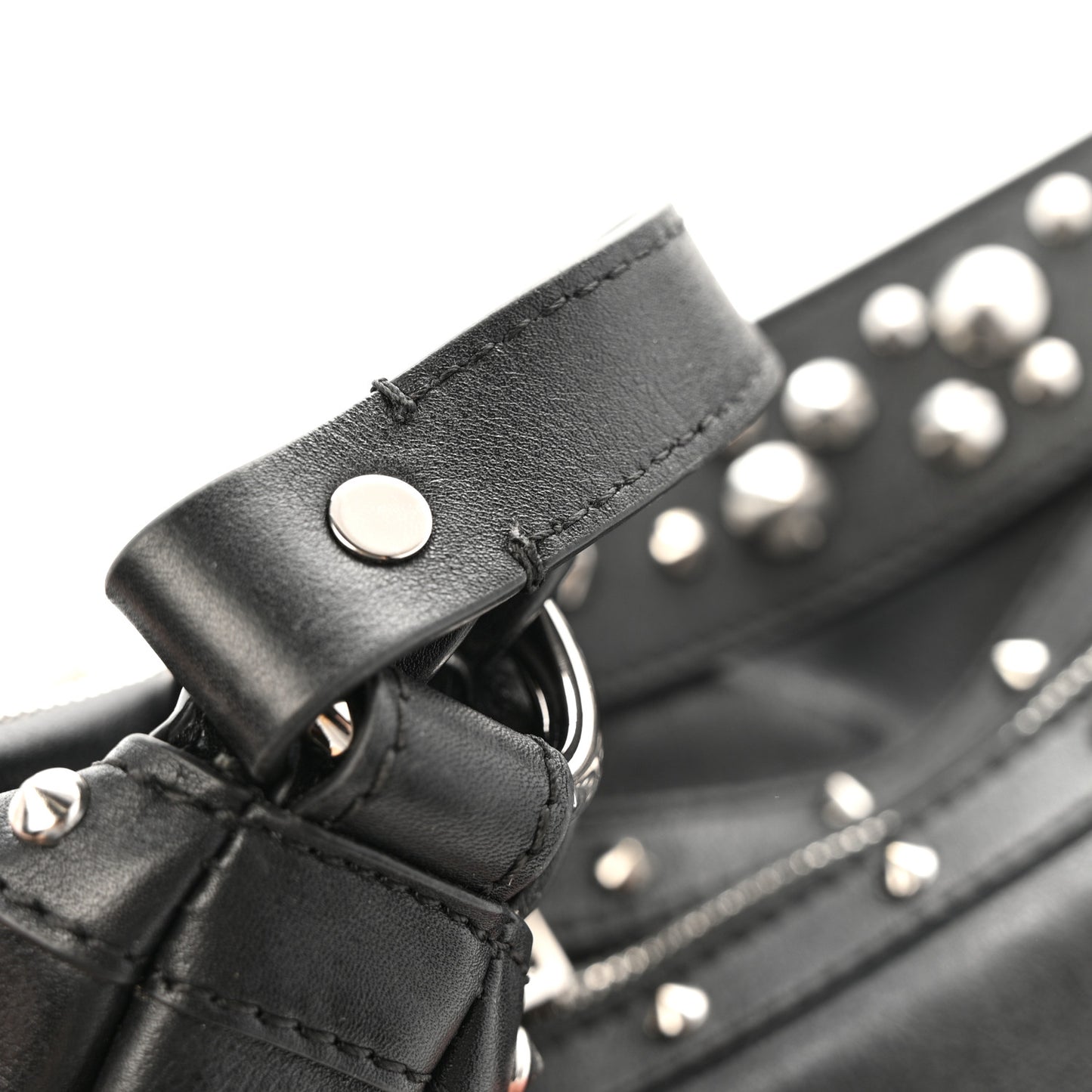 Calfskin Studded Medium Repeat Zip Hobo Black