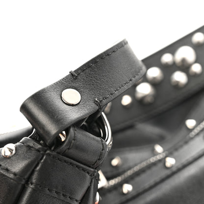 Versace Calfskin Studded Medium Repeat Zip Hobo Black 12 of 14