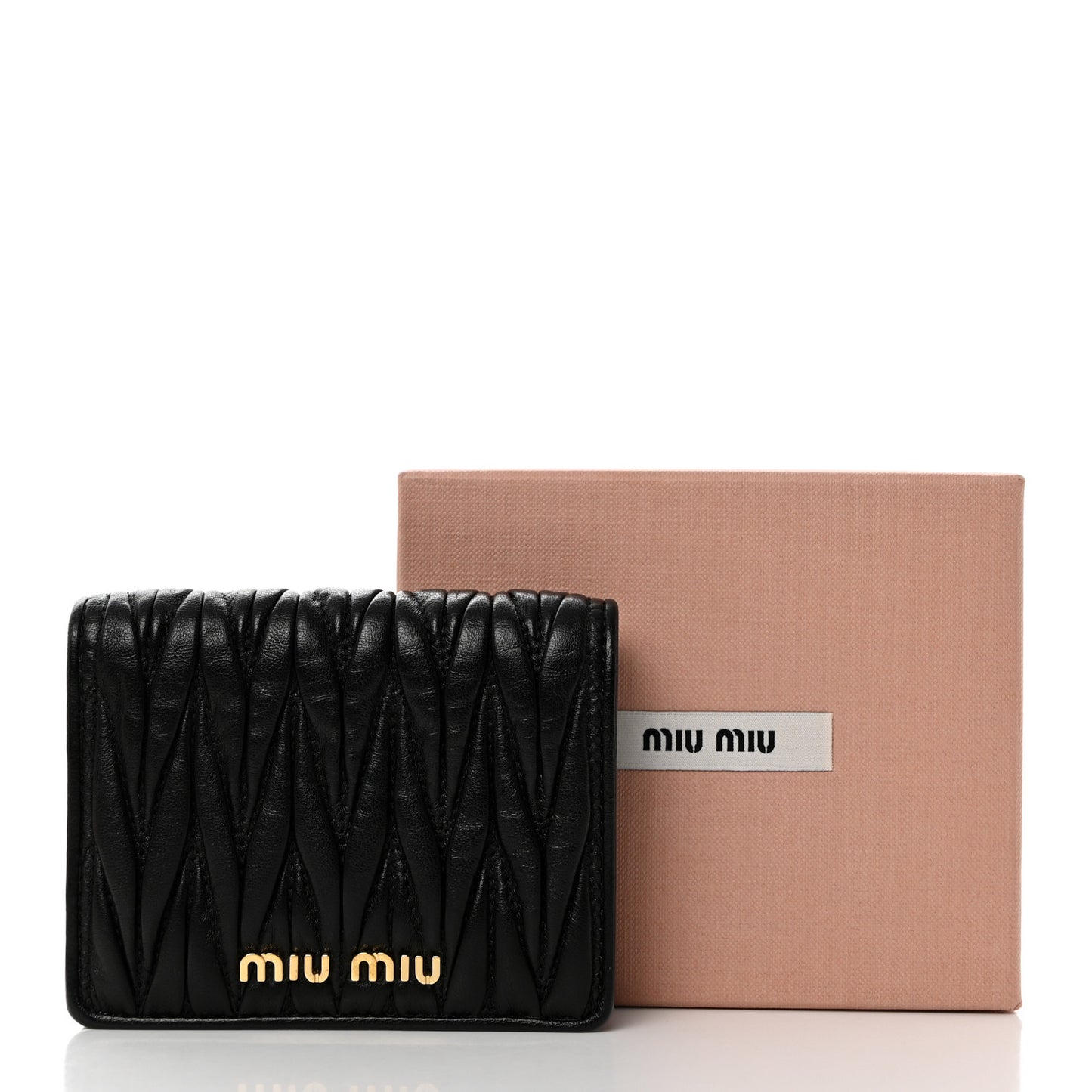 Nappa Matelasse Bi-Fold Compact Wallet Black