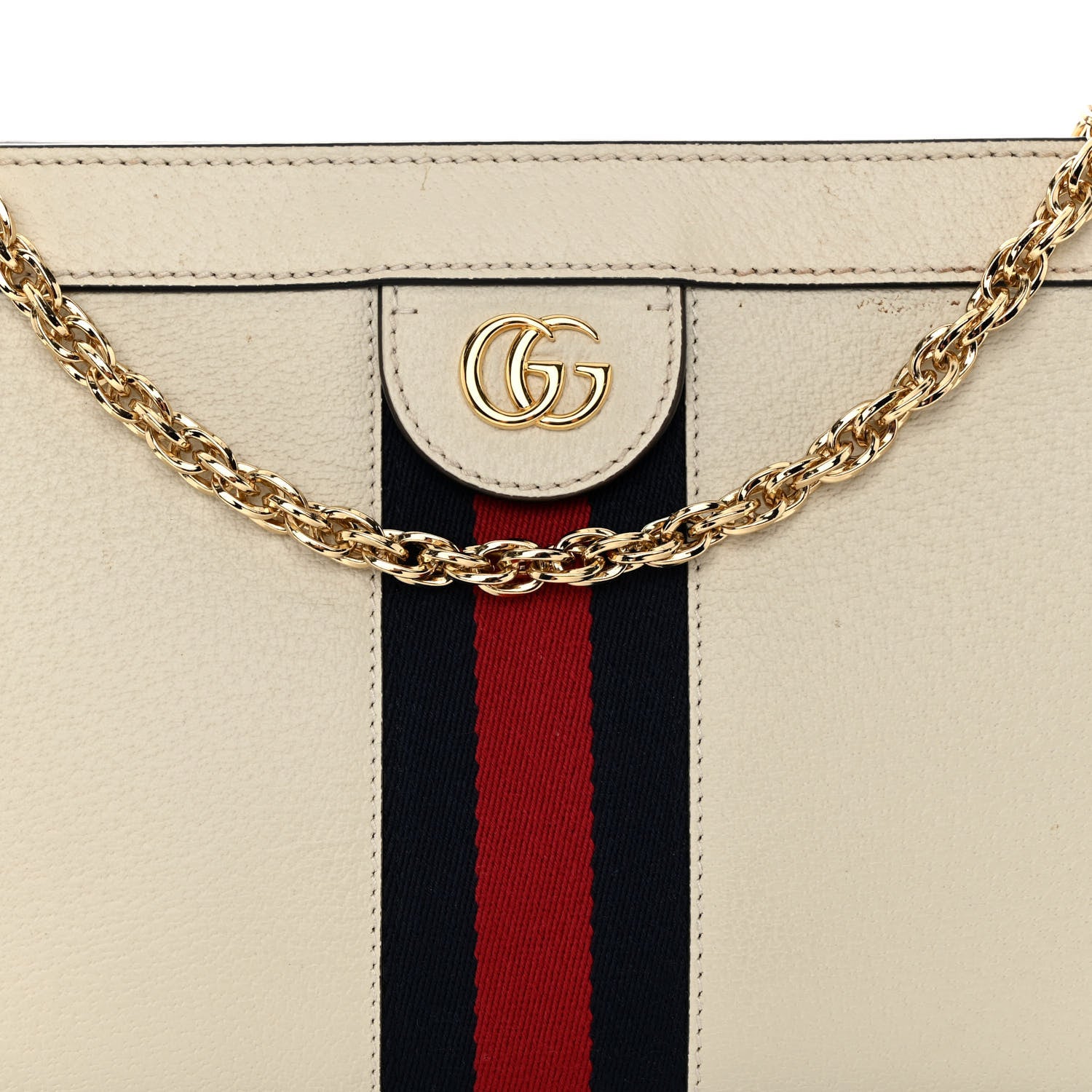 Gucci Textured Calfskin Web Small Ophidia Chain Shoulder Bag Mystic White 7 of 9