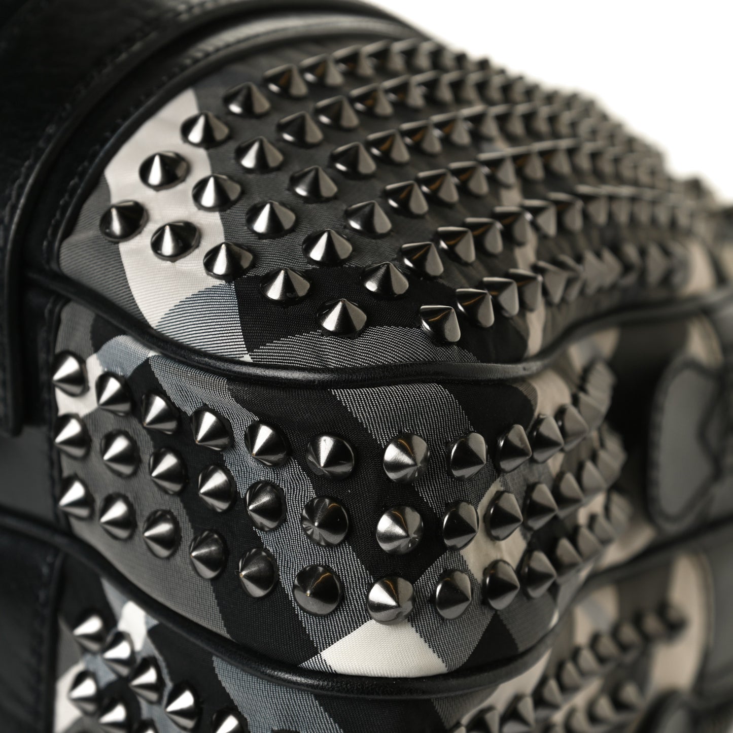Nylon Beat Check Studded Satchel Black