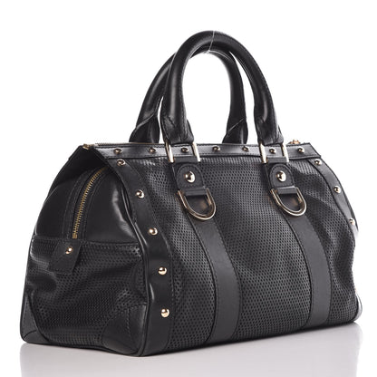 Versace Perforated Calfskin Madonna Satchel Black 3 of 12