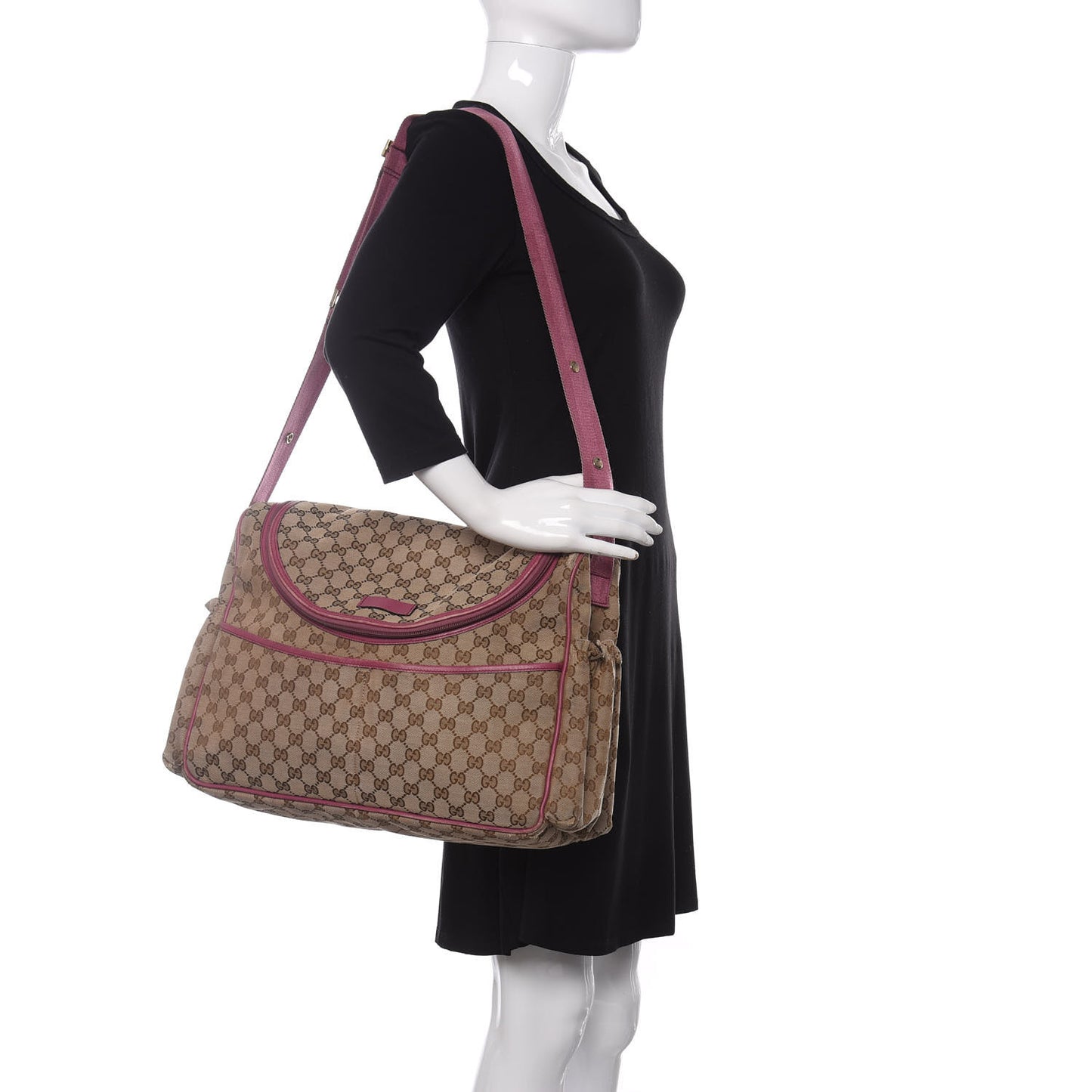 Monogram Margaux Calfskin Large Diaper Bag Beige Ebony Peonia Flower