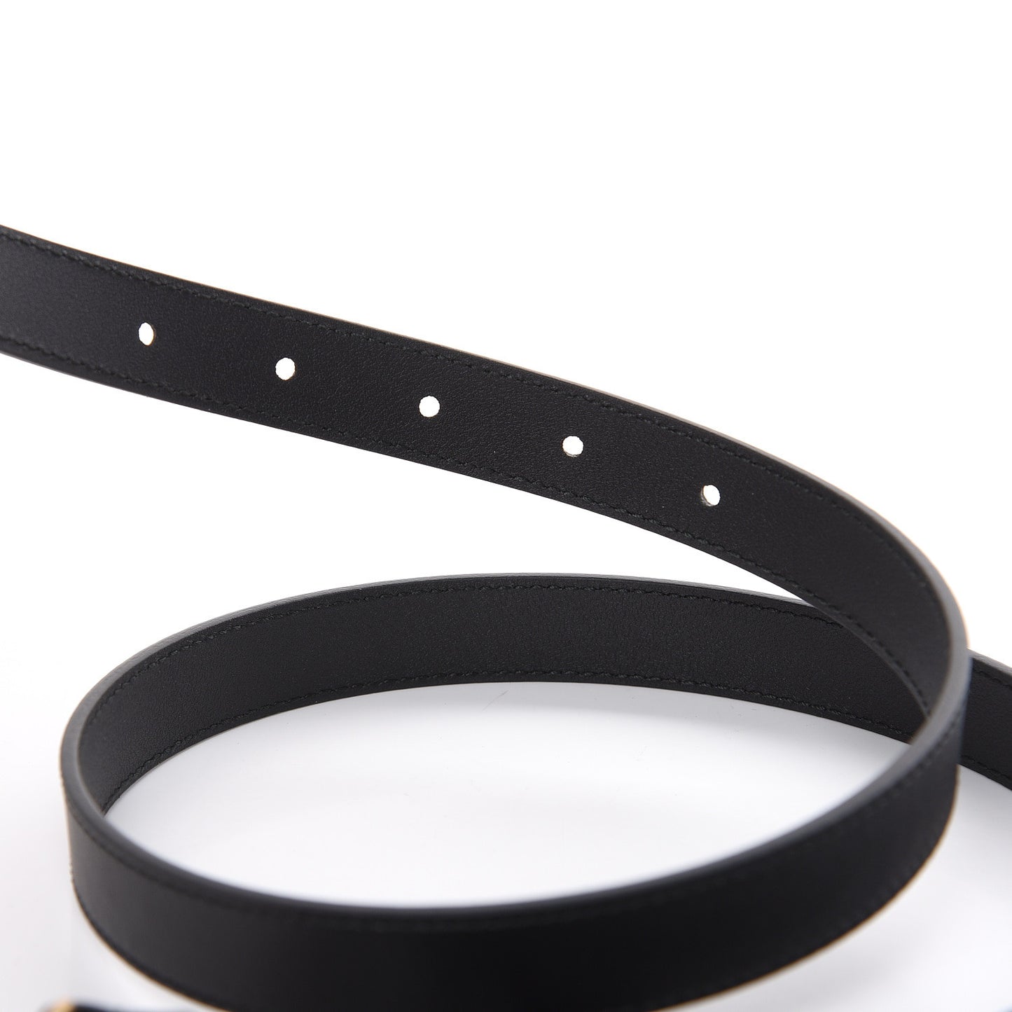 Moon Calfskin Pearl Double G 20mm Belt 80 32 Black Cream