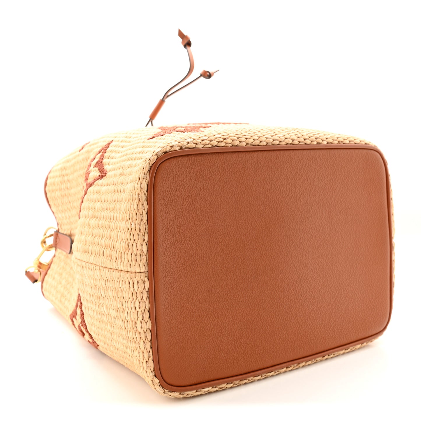 Raffia Calfskin Monogram Neonoe MM Tan