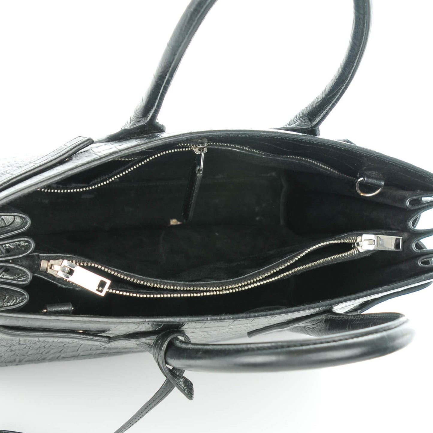 Calfskin Crocodile Embossed Small Sac de Jour Black