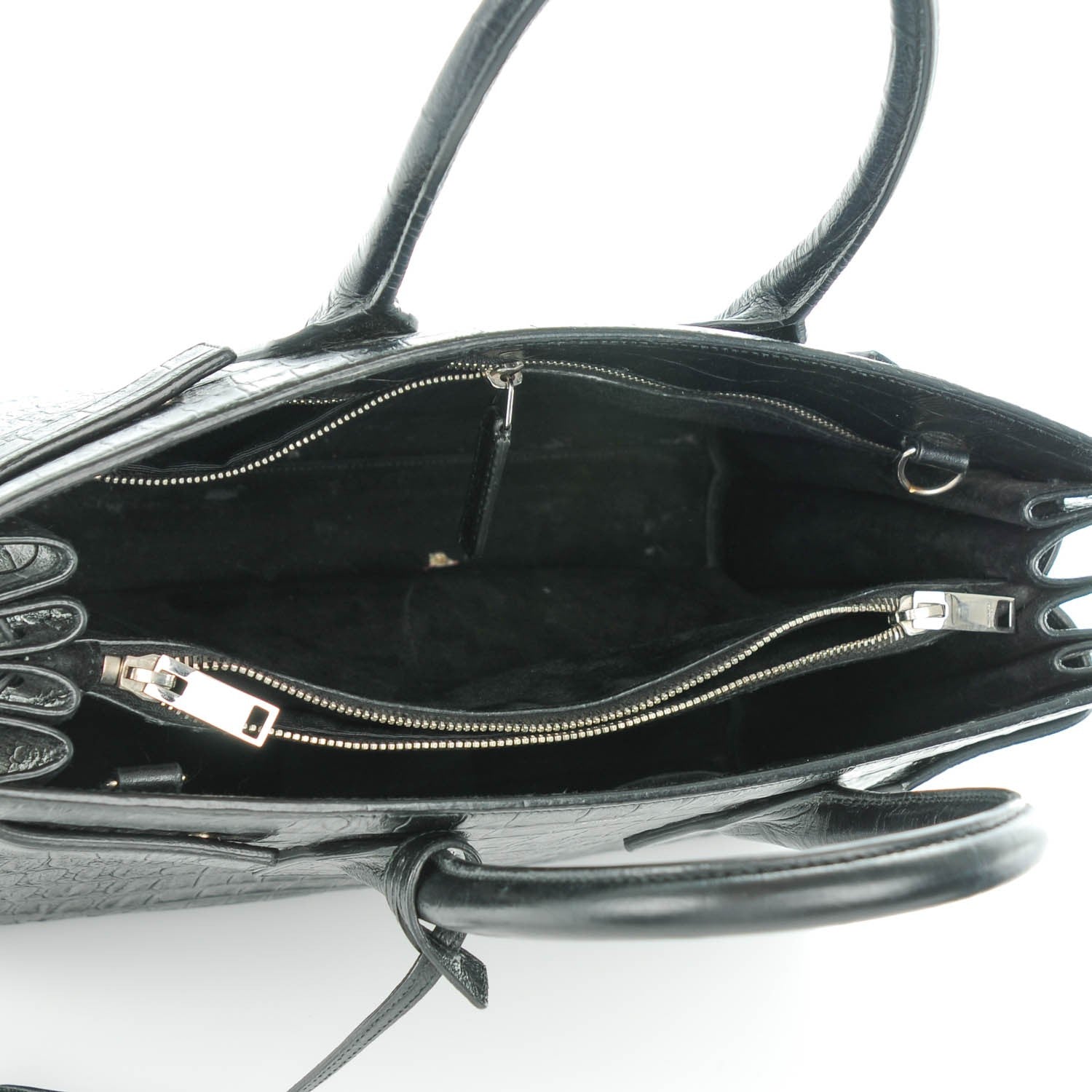 Saint Laurent Calfskin Crocodile Embossed Small Sac de Jour Black 5 of 7