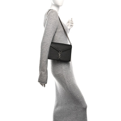 Saint Laurent Grain De Poudre Monogram Cassandra Clasp Bag Black 2 of 12