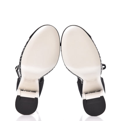 Chanel Tweed Grosgrain Chain T-Strap Pumps 38.5 Black Silver 5 of 9