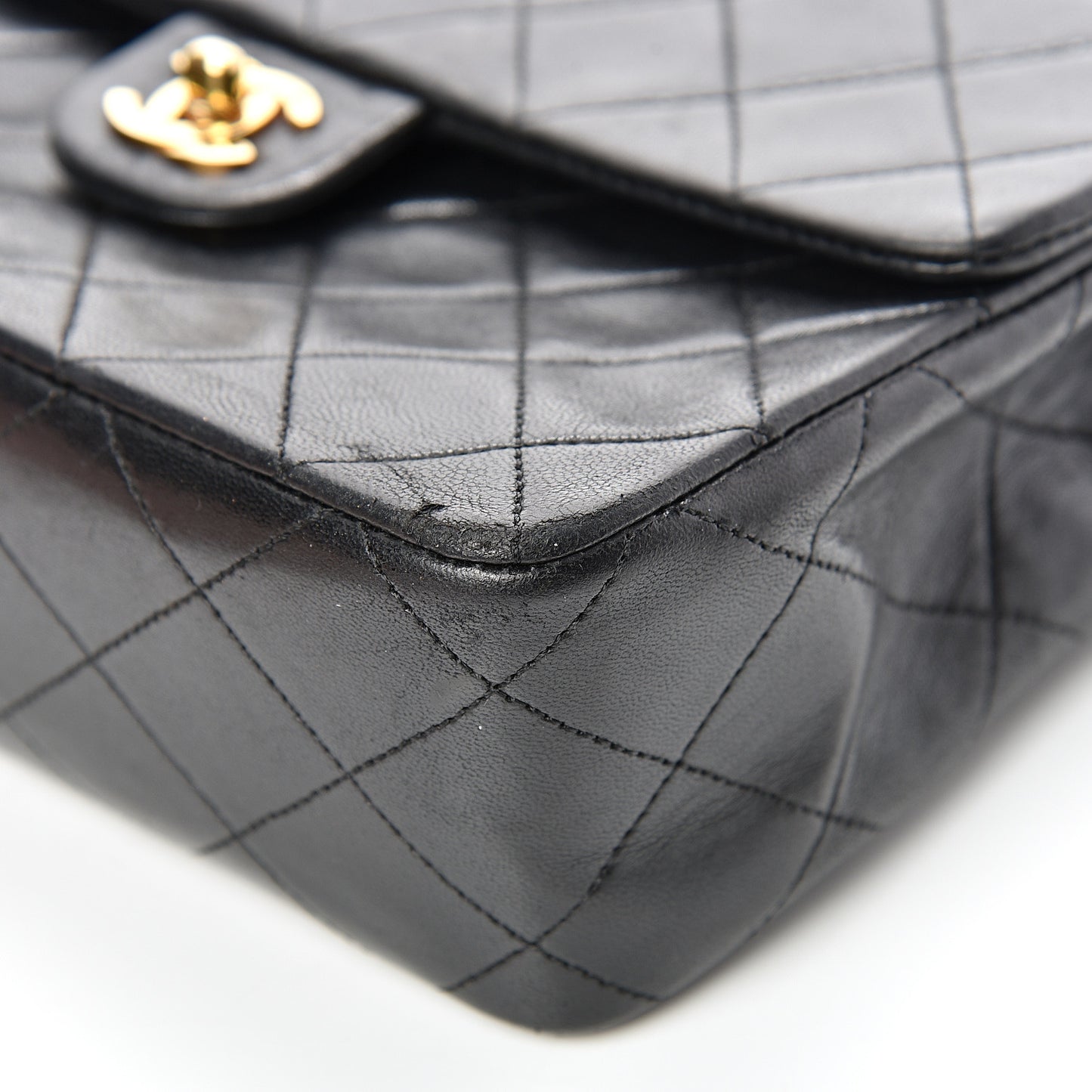 Lambskin Quilted Mini Square Flap Black