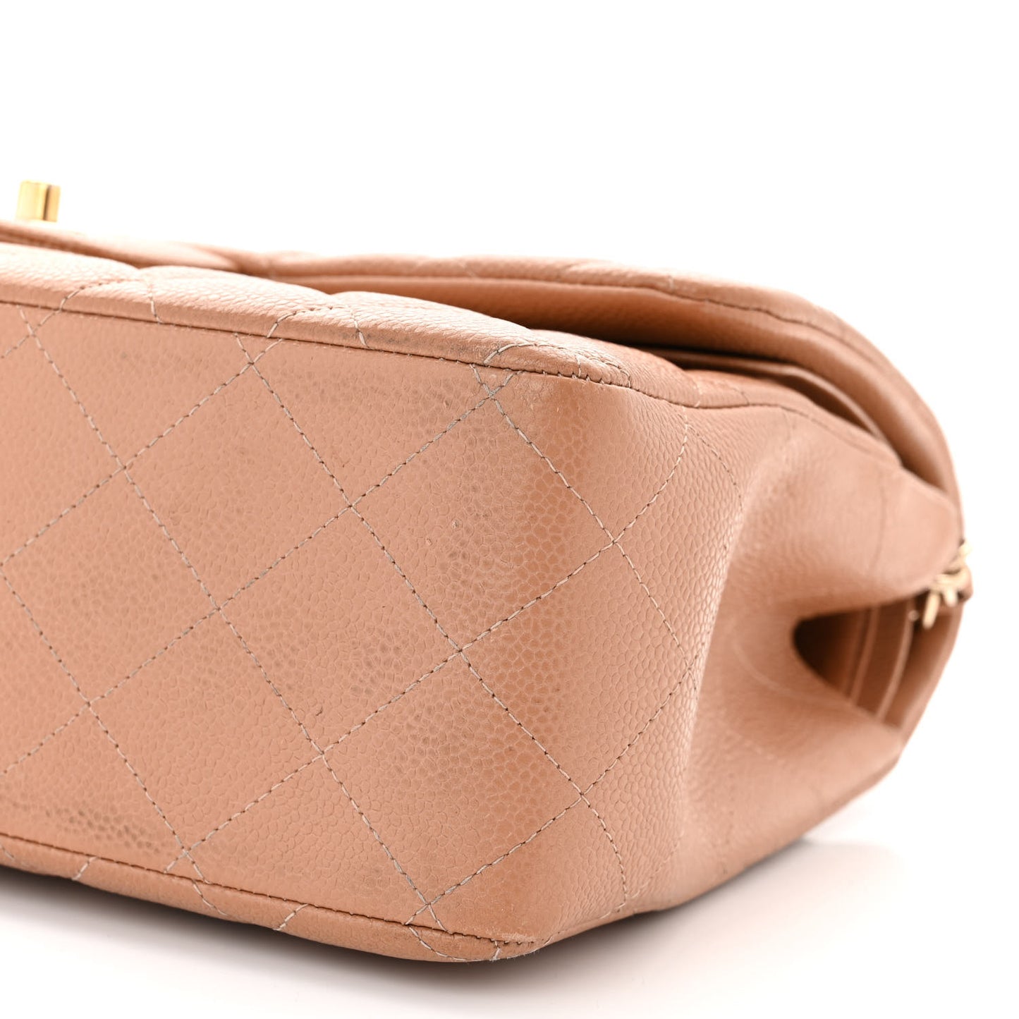 Caviar Quilted Jumbo Double Flap Beige
