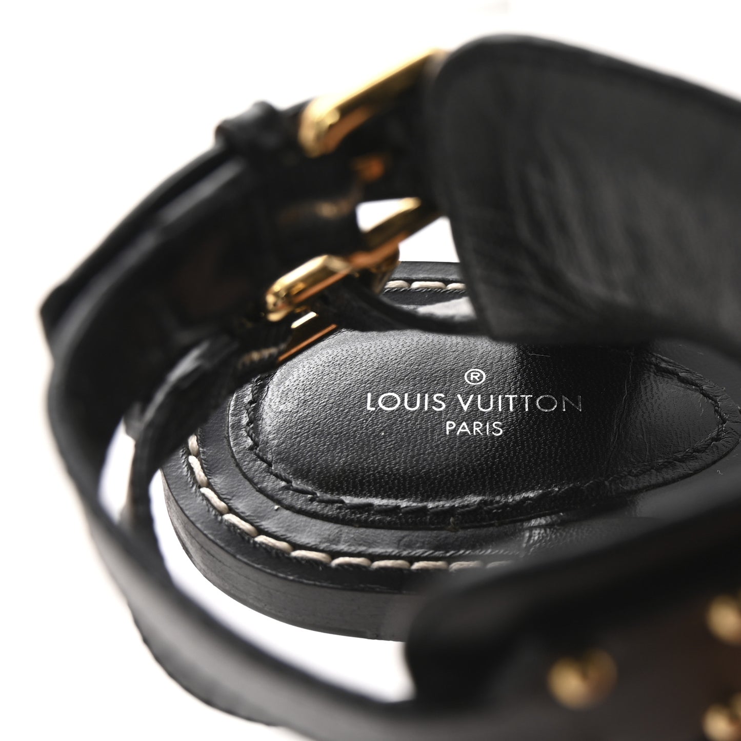 Calfskin Monogram Nomad Flat Sandals 36.5 Black