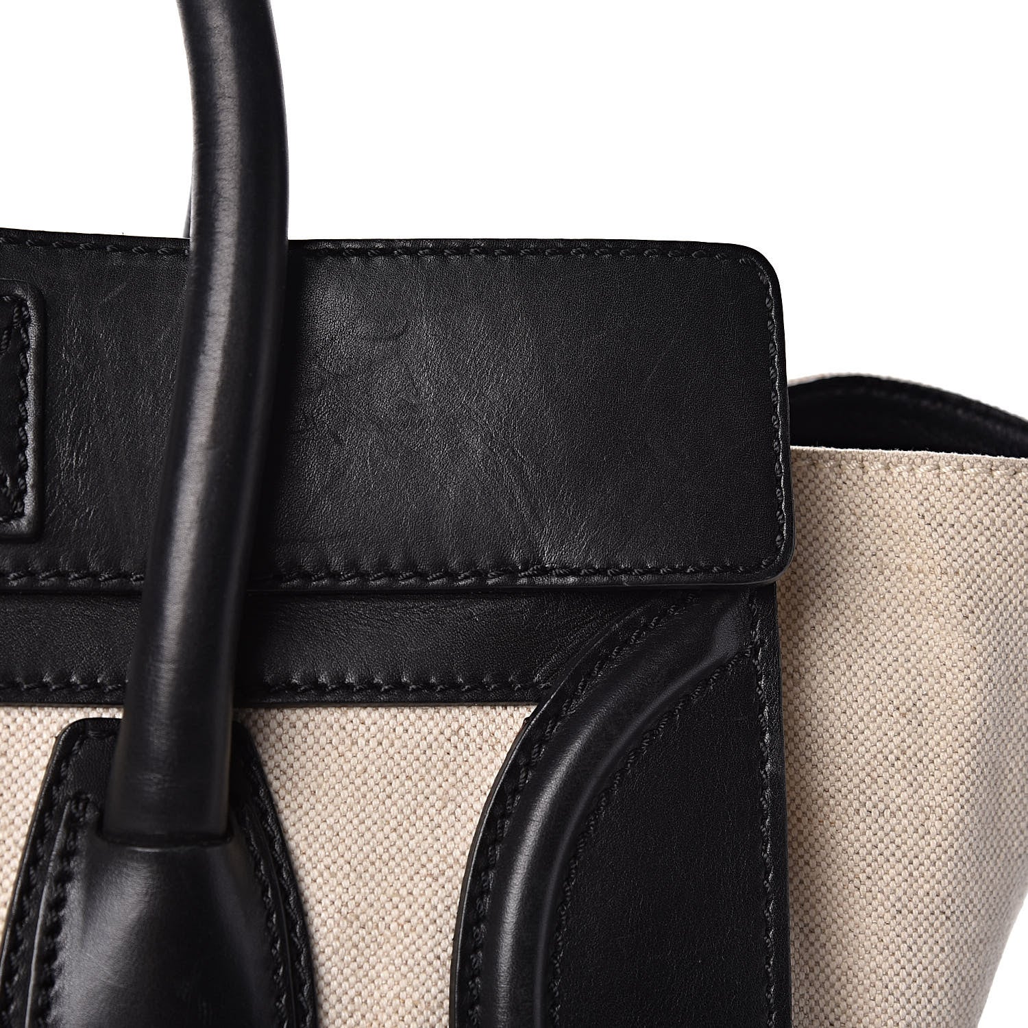 Celine Smooth Calfskin Linen Mini Bi-Color Luggage Natural Black 17 of 21