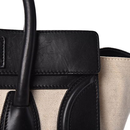Celine Smooth Calfskin Linen Mini Bi-Color Luggage Natural Black 17 of 21