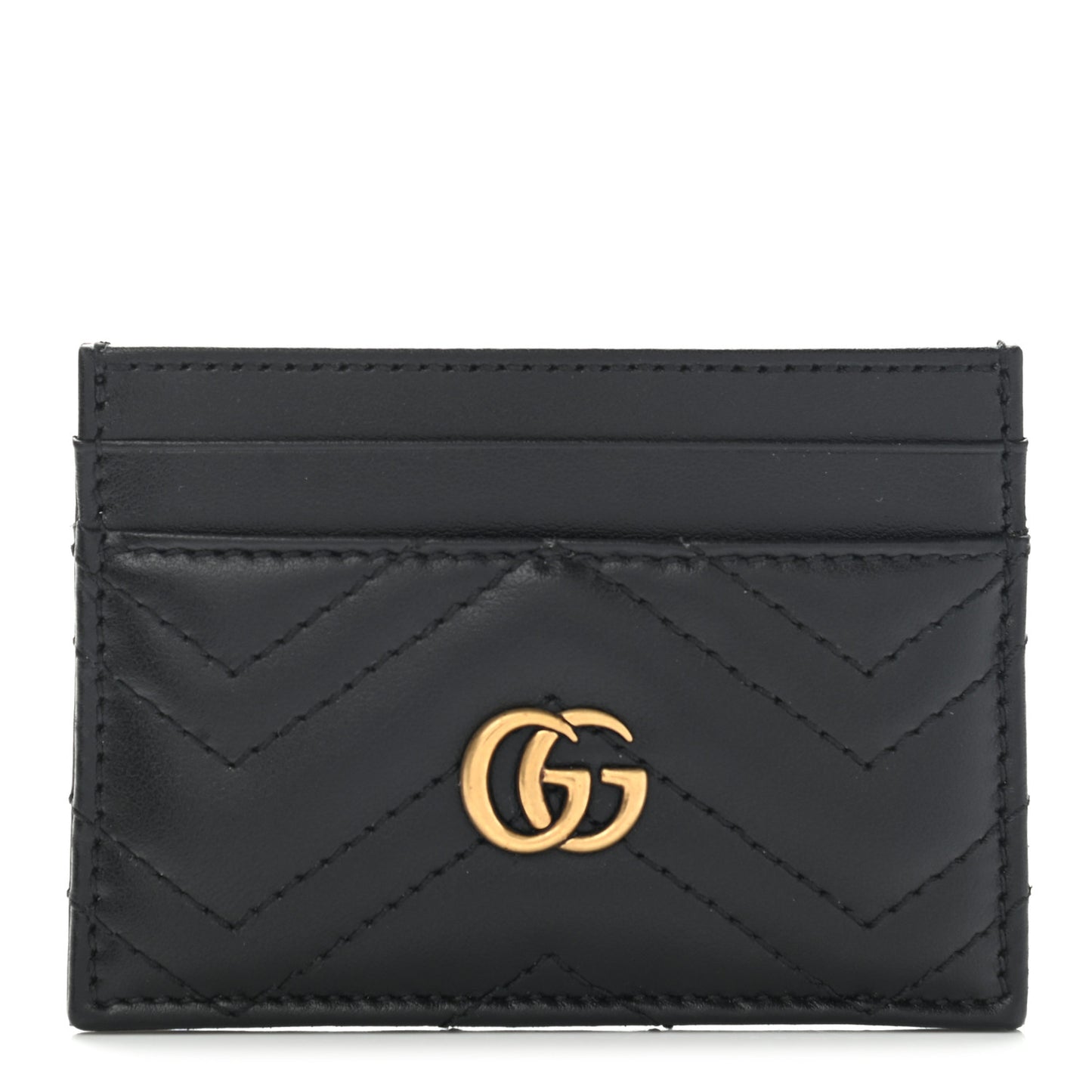 Calfskin Matelasse GG Marmont Card Holder Black
