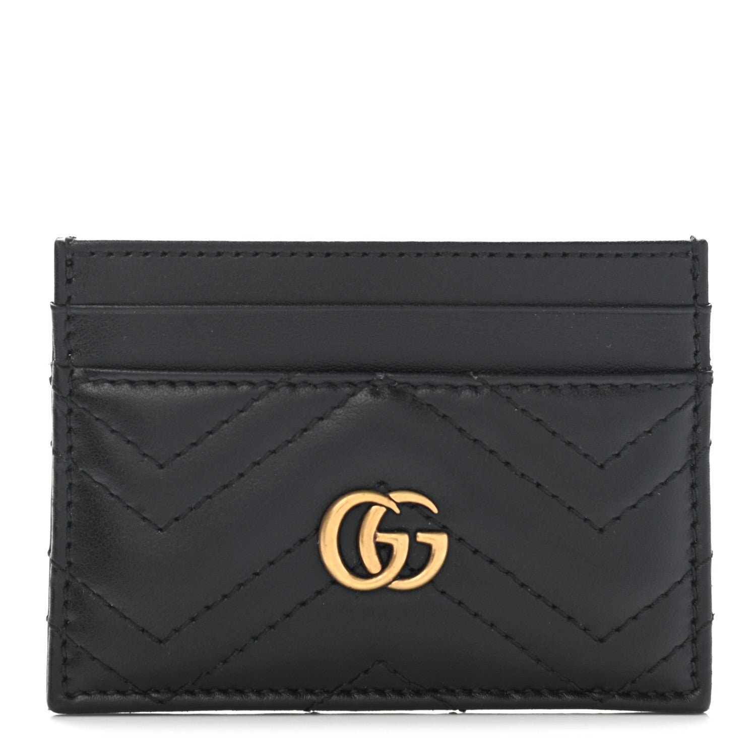 Gucci Calfskin Matelasse GG Marmont Card Holder Black 1 of 7