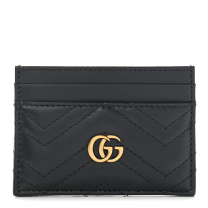 Gucci Calfskin Matelasse GG Marmont Card Holder Black 1 of 7