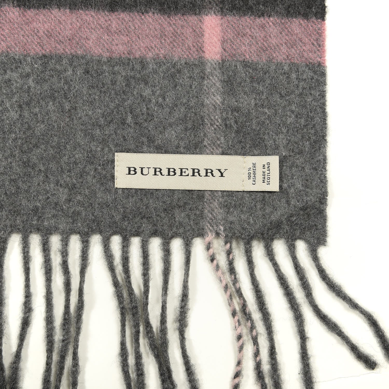 Burberry Cashmere Giant Check Fringe Scarf Antique Blush 3 of 4