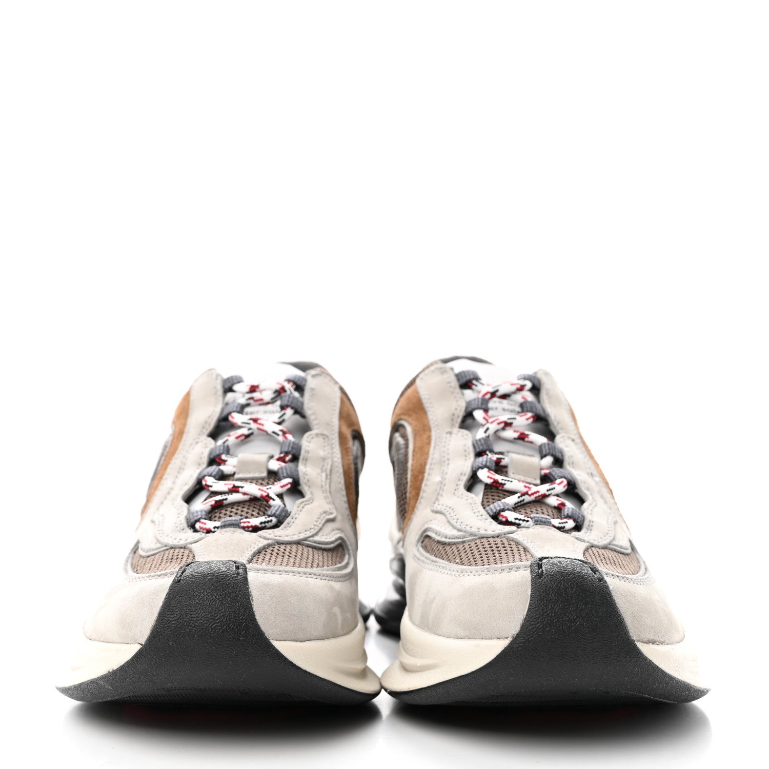 Gucci Technical Knit Fabric Suede Calfskin Mens Gucci Run Sneakers 35.5 Light Grey Brown 2 of 19