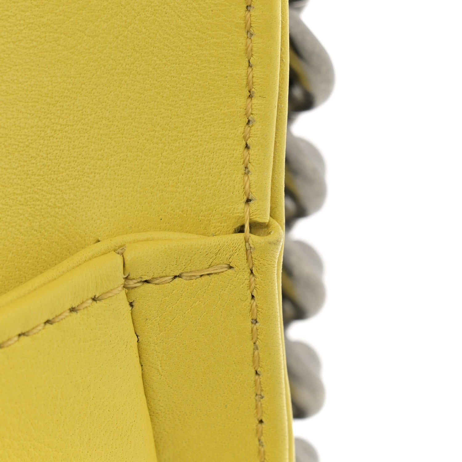 Chanel Calfskin Chevron Quilted Medium Boy Flap Yellow 13 of 14