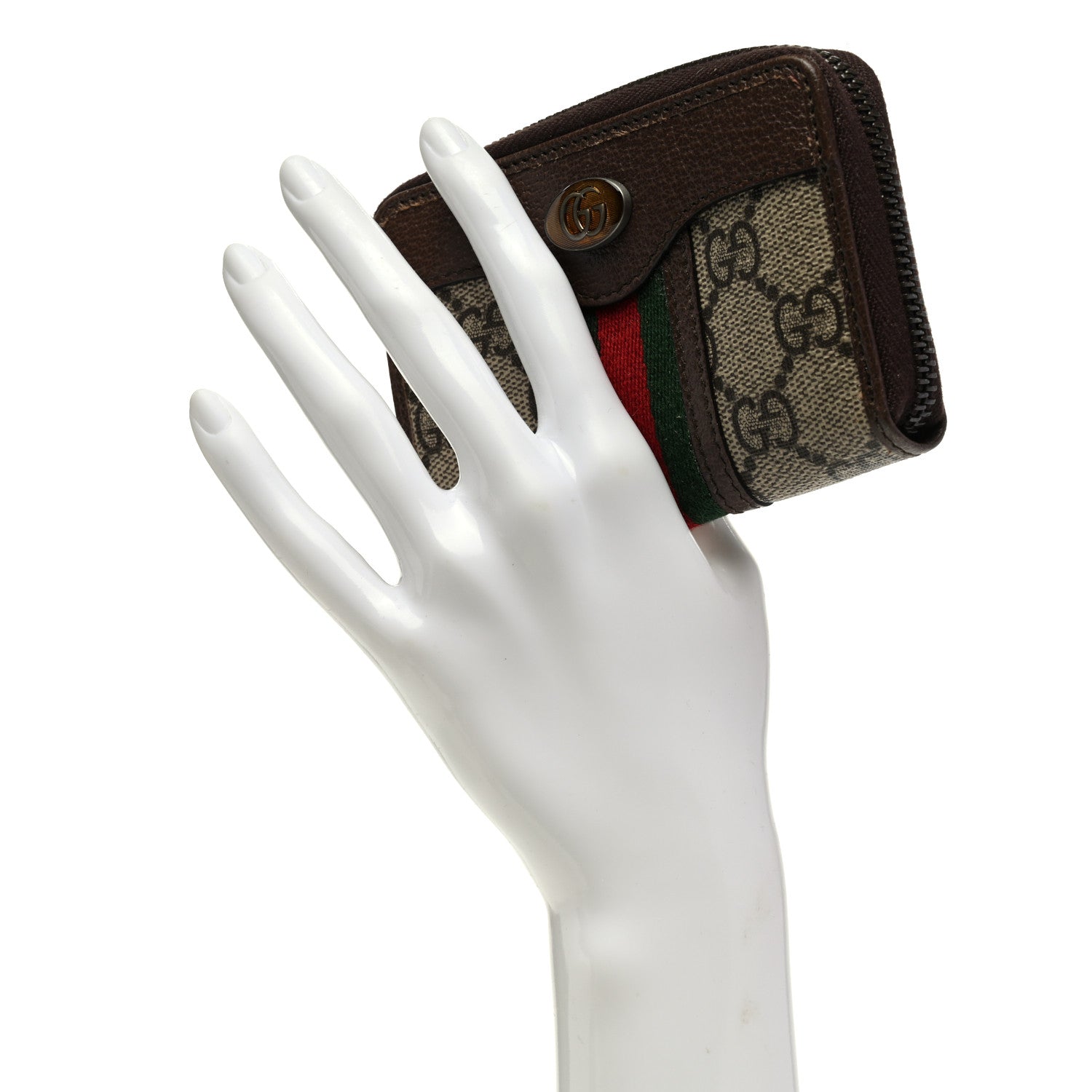 Gucci GG Supreme Web Ophidia Zip Around Card Case Brown 2 of 7