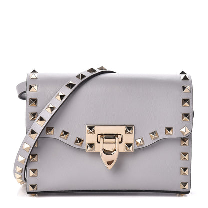 Valentino Garavani Vitello Mini Rockstud Flip Lock Crossbody Bag Pastel Grey 1 of 9