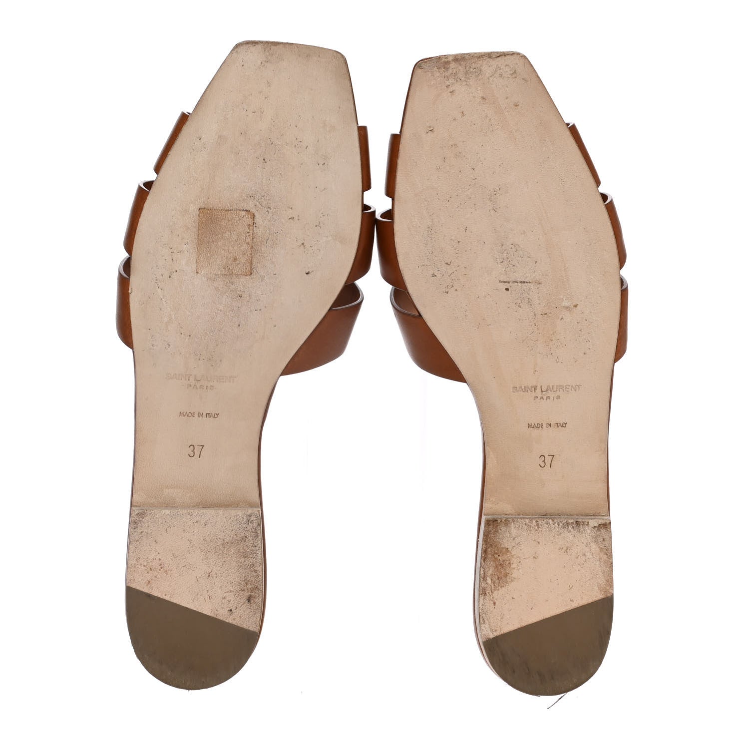 Saint Laurent Calfskin Tribute 05 Slide Sandals 37 Amber 5 of 15