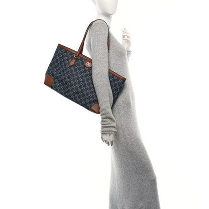 Gucci New Denim GG Monogram Medium Ophidia Shopping Tote Blue Tea Cuir 2 of 10