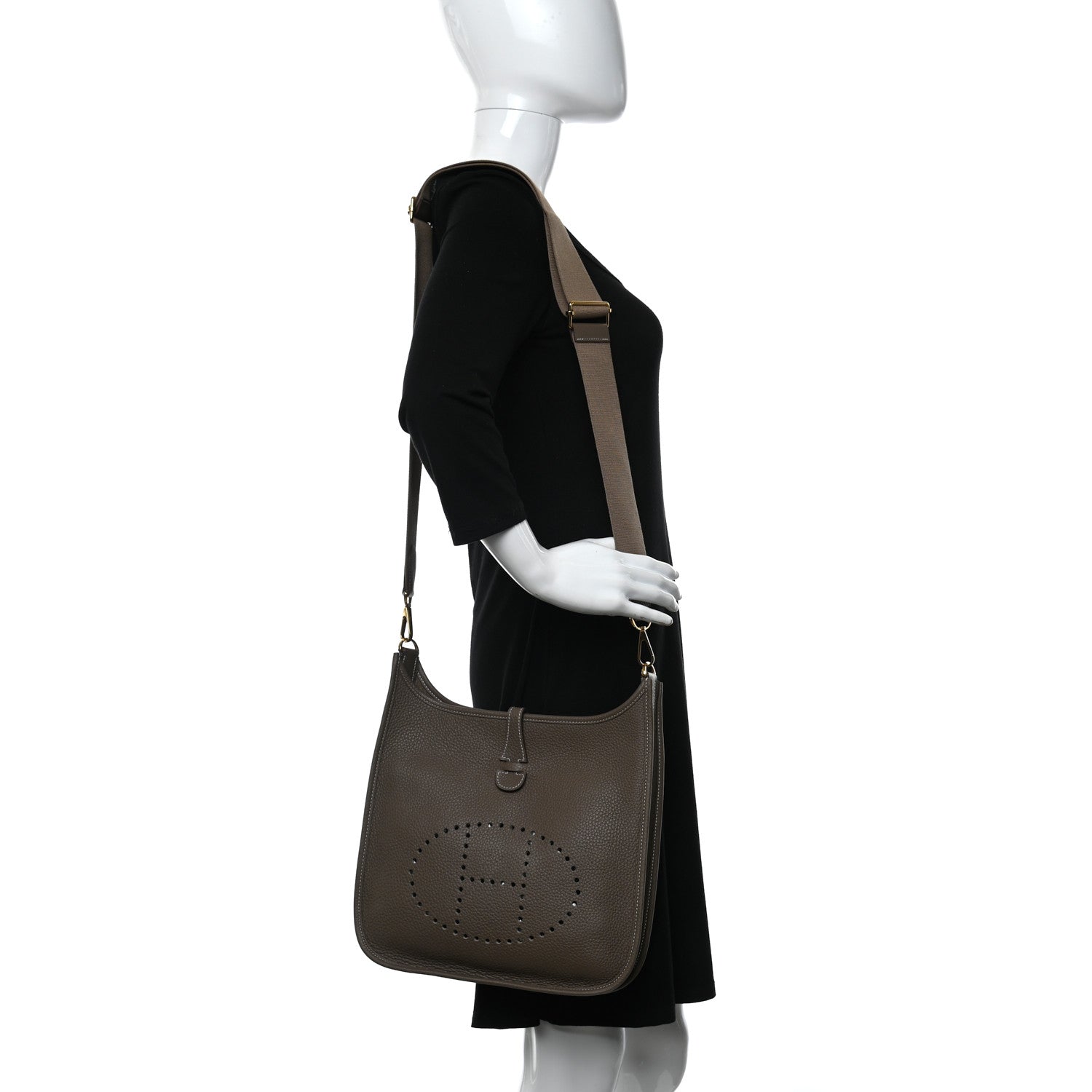 Hermes Taurillon Clemence Evelyne III PM Etoupe 2 of 11