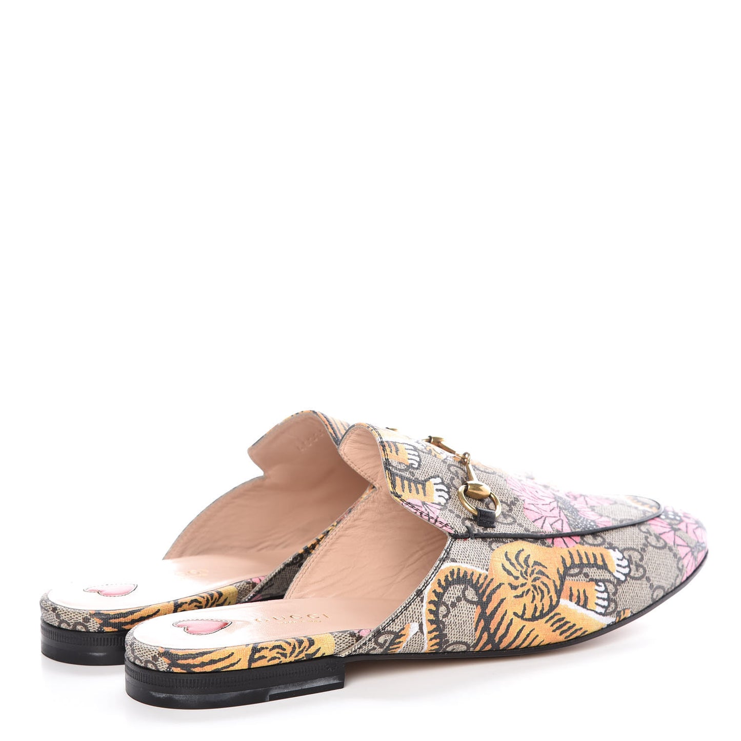 GG Supreme Monogram Bengal Womens Princetown Slippers 40.5 Beige Crop Pink