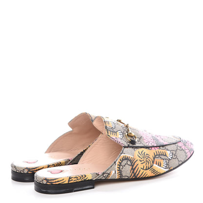 Gucci GG Supreme Monogram Bengal Womens Princetown Slippers 40.5 Beige Crop Pink 4 of 8