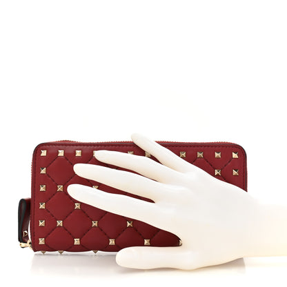 Valentino Garavani Nappa Rockstud Spike Zip Around Wallet Rubino 2 of 14