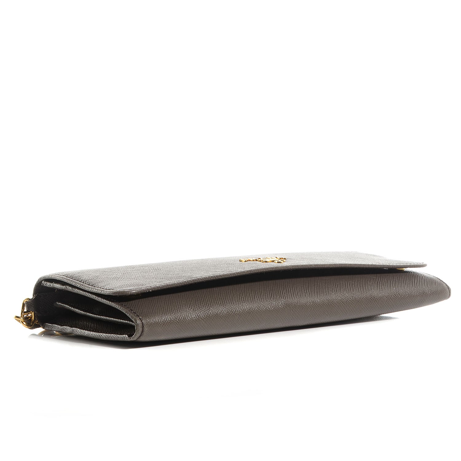Prada Saffiano Metal Oro Chain Wallet Grafite 4 of 9