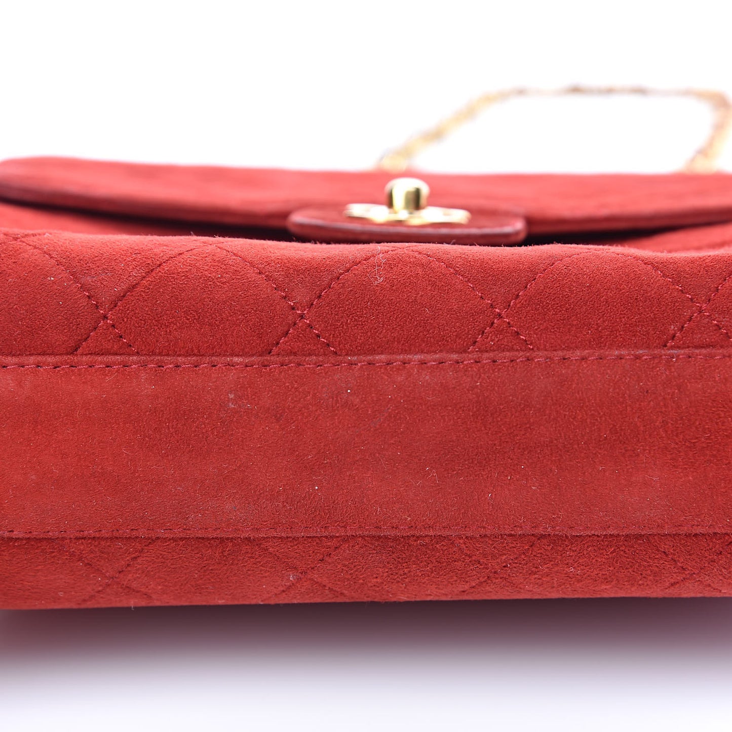 Suede Quilted Mini Square Flap Red