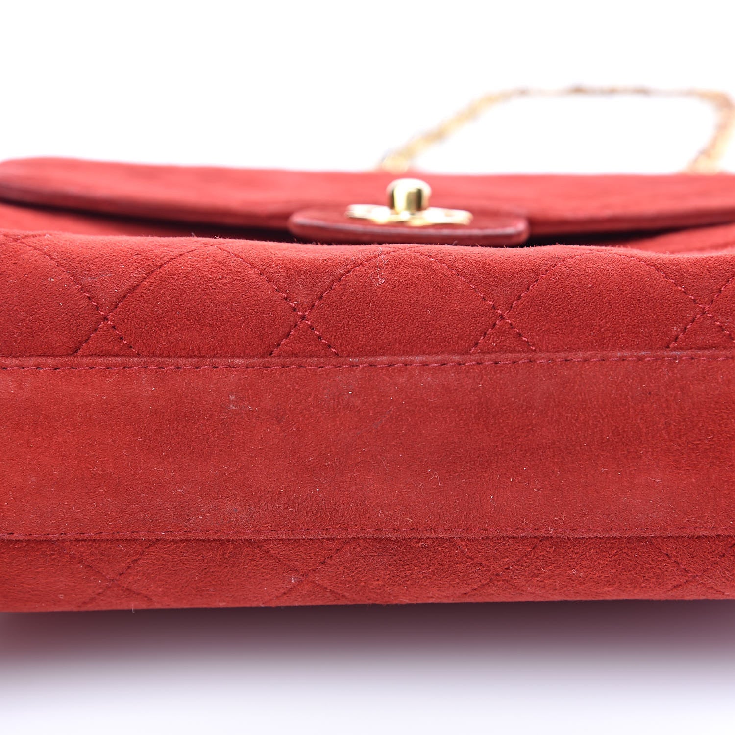 Chanel Suede Quilted Mini Square Flap Red 10 of 17