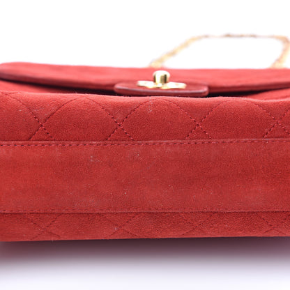 Chanel Suede Quilted Mini Square Flap Red 10 of 17