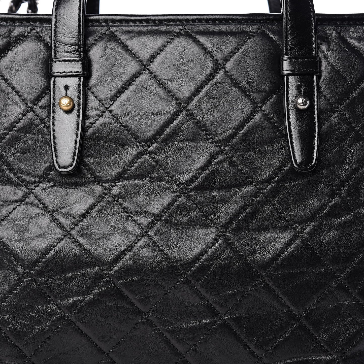 Calfskin Quilted Large Gabrielle Shopping Tote Black