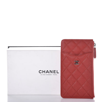 Chanel Caviar Quilted Flat Wallet Pouch Red 8 of 8
