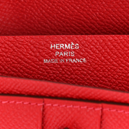 Hermes Epsom Bearn Gusset Wallet Rouge Casaque 6 of 8